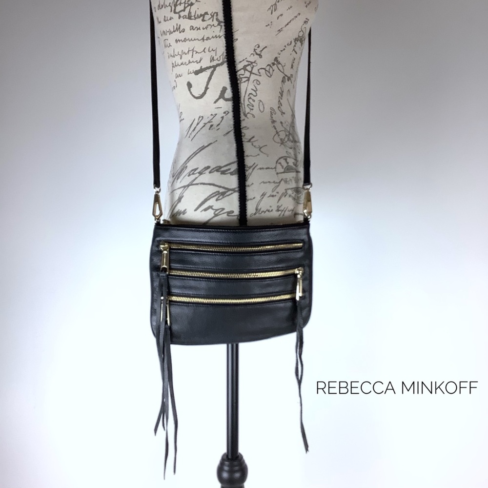 REBECCA MINKOFF Leather Moto Tri Zip Crossbody Bag
